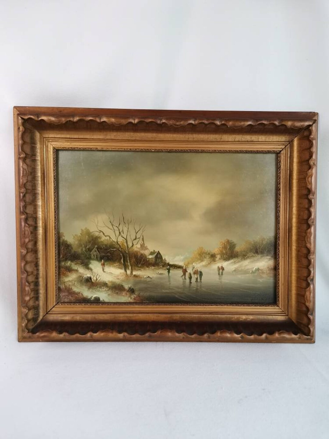Antique Original Oil Painting Winter Landscape With Snow Ice - Etsy | Etsy (US)