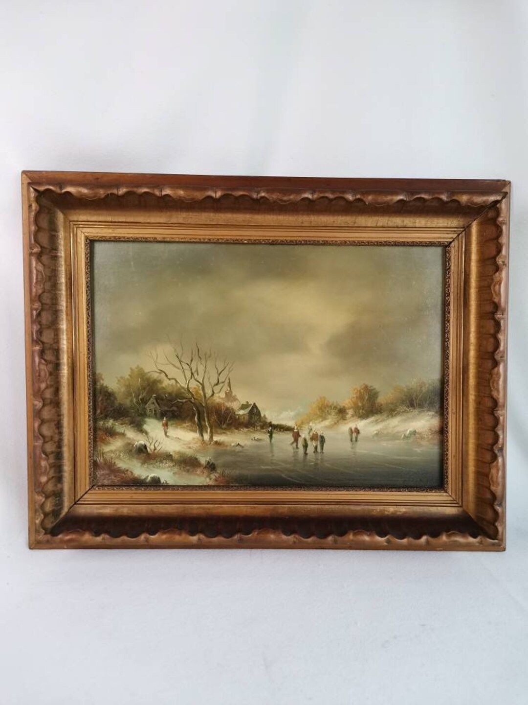 Antique Original Oil Painting Winter Landscape With Snow Ice - Etsy | Etsy (US)