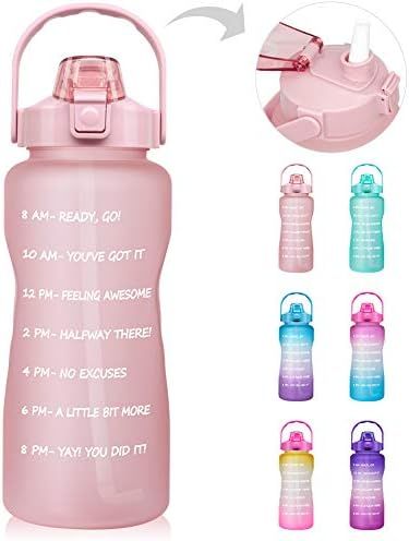 64 OZ/Half Gallon Motivational Water Bottle with Time Marker & Straw - BPA Free Leakproof Tritan Fro | Amazon (US)