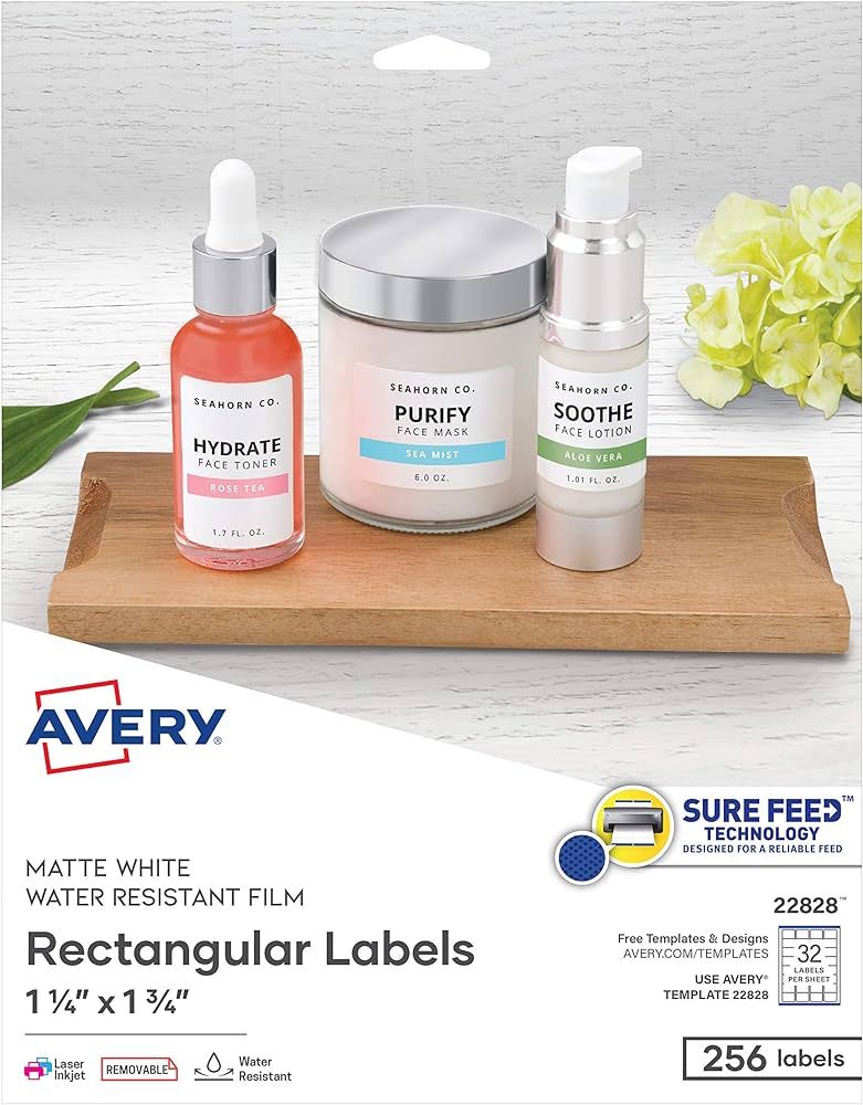 Avery Printable Blank Rectangle Labels, 1.25" x 1.75", White, 256 Customizable Labels (22828) | Amazon (US)