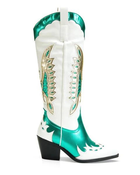 APOLLINE-GREEN WESTERN BOOT | Azalea Wang