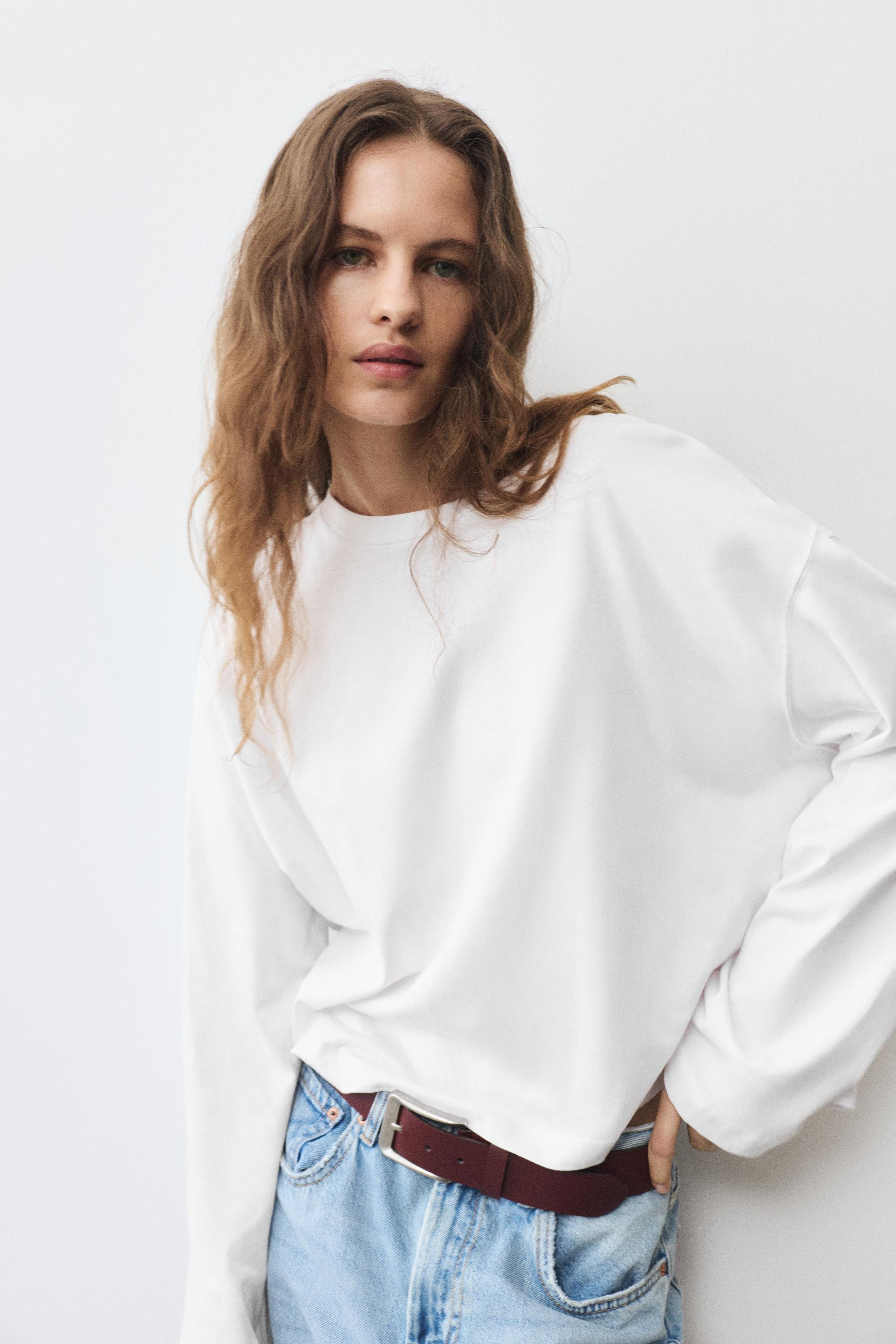 Boxy-fit long sleeve T-shirt | Pull&Bear United Kingdom | PULL and BEAR UK