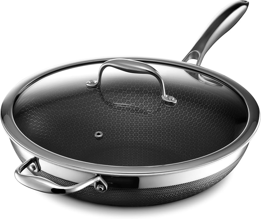 HexClad Hybrid Nonstick 12-Inch Wok with Stainless Steel Lid, Stay-Cool Handle, Dishwasher-Friend... | Amazon (US)