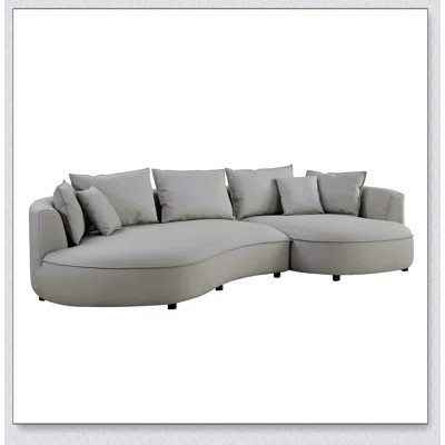 Modern Sectional Curved Sofa Couch For Living Room,Upholstered 5-Seat Sofa Couch Eco-Leather | Wayfair North America