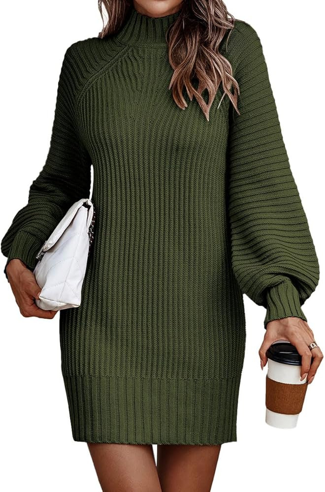 LILLUSORY Women's Mock Turtleneck Sweater Dress Outfit Holiday Family Photos Holiday Party Outfit | Amazon (US)