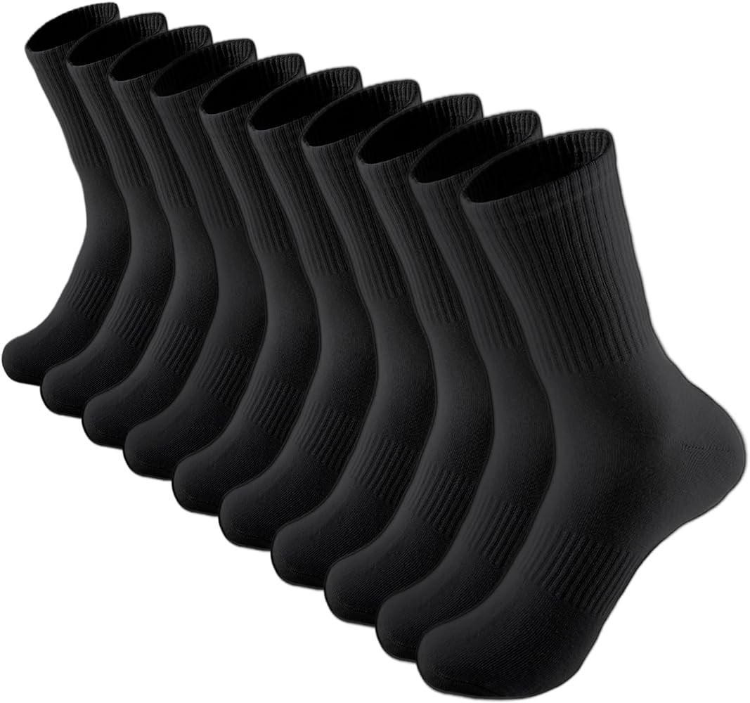 ACCFOD Womens Crew Socks Thin Cotton Long Socks Arch Support Casual Workout High Socks 5 Pairs | Amazon (US)