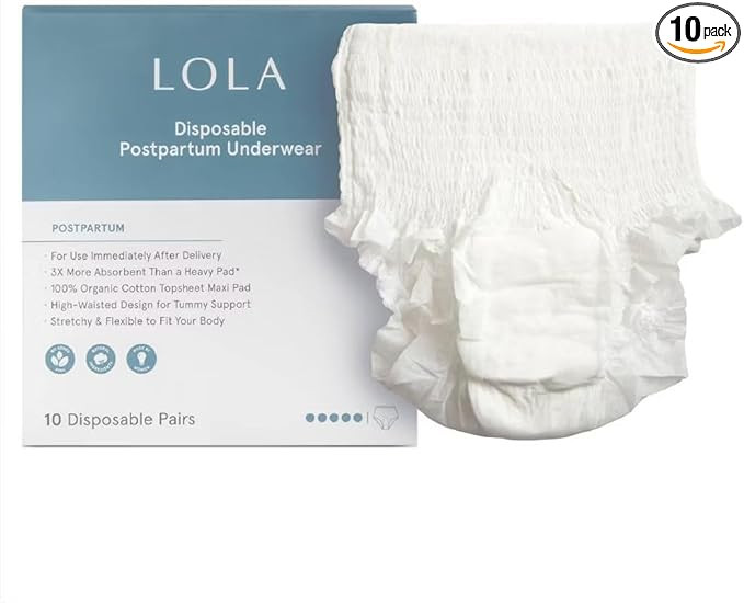 LOLA Postpartum Underwear with Organic Cotton Max Absorbency for Postpartum Bleeding - Pregnancy ... | Amazon (US)