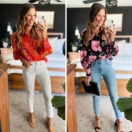 The prettiest floral blouses from Amazon! 

Wearing a medium in the orange and a small in the black. I prefer the fit of the small. 

#LTKstyletip #LTKunder50 #LTKFind