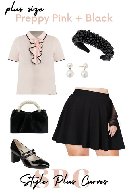 Pink and Black preppy girly plus size outfit! 

#LTKplussize