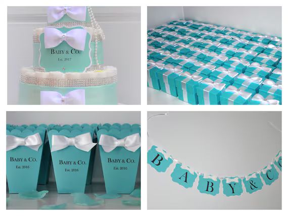 Baby and Co. Baby Shower Party Package Bundle w/ 1 Diaper Cake, 25 Personalized Popcorn Boxes, 25... | Etsy (US)