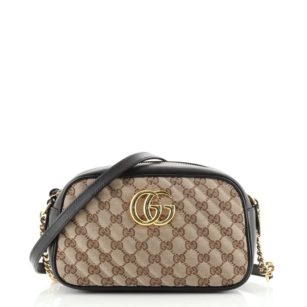 Gucci GG Marmont Shoulder Bag Diagonal Quilted GG Canvas Small Black 7750371 | Rebag