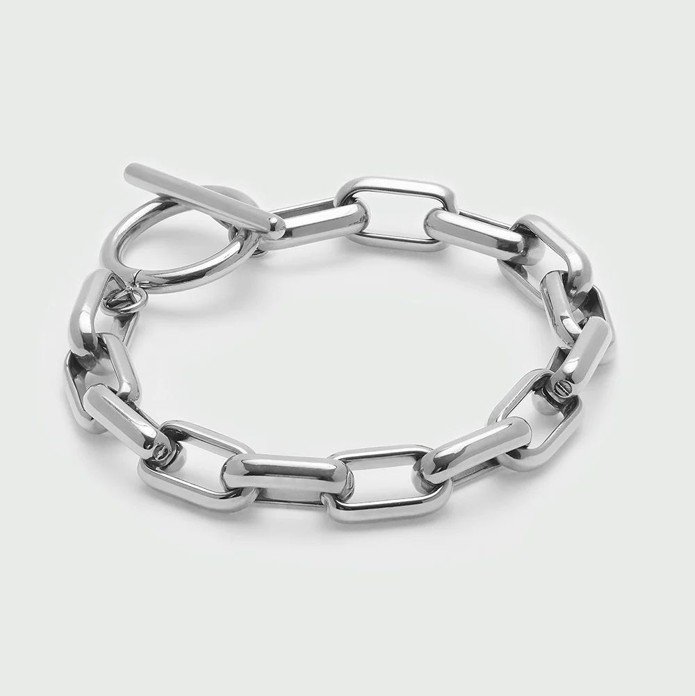 LUXE Rectangle Link T-Bar Bracelet - Silver | Orelia