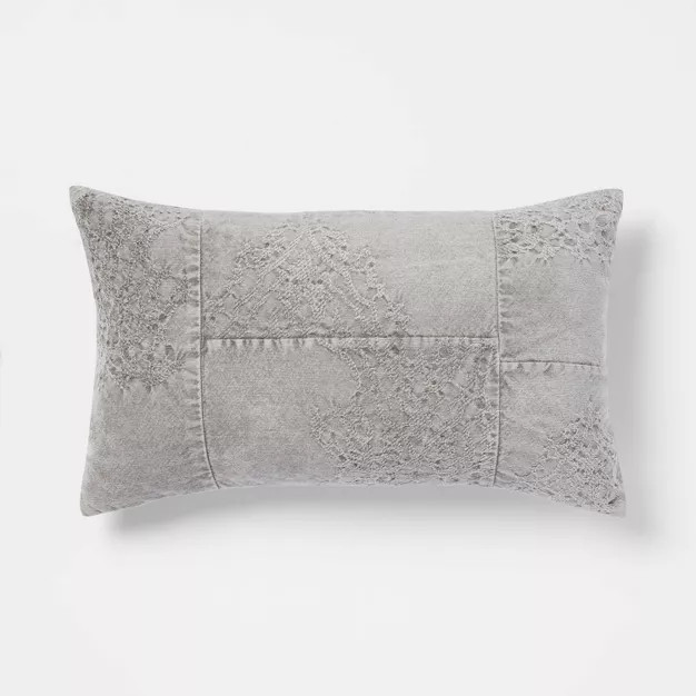 Oversized Washed Pieced Chenille Lumbar Throw Pillow - Threshold™ | Target