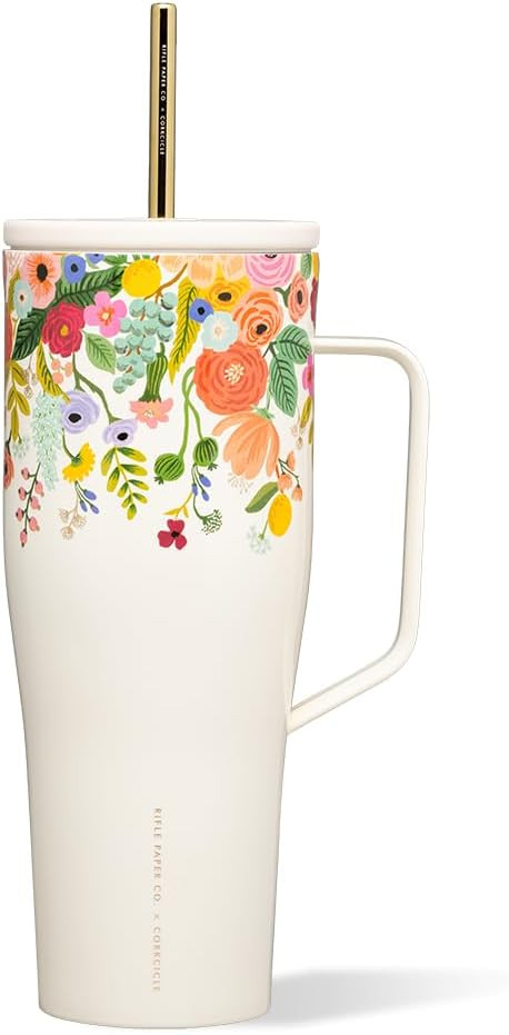 Corkcicle Rifle Paper 30oz Tumbler With Handle, Garden Cream Floral, Reusable Water Bottle, Tripl... | Amazon (US)