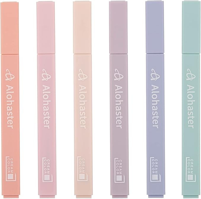 Alohaster HPSIZEE Aesthetic Cute Highlighters Mild Assorted Colors With Soft Chisel Tip, No Bleed... | Amazon (US)
