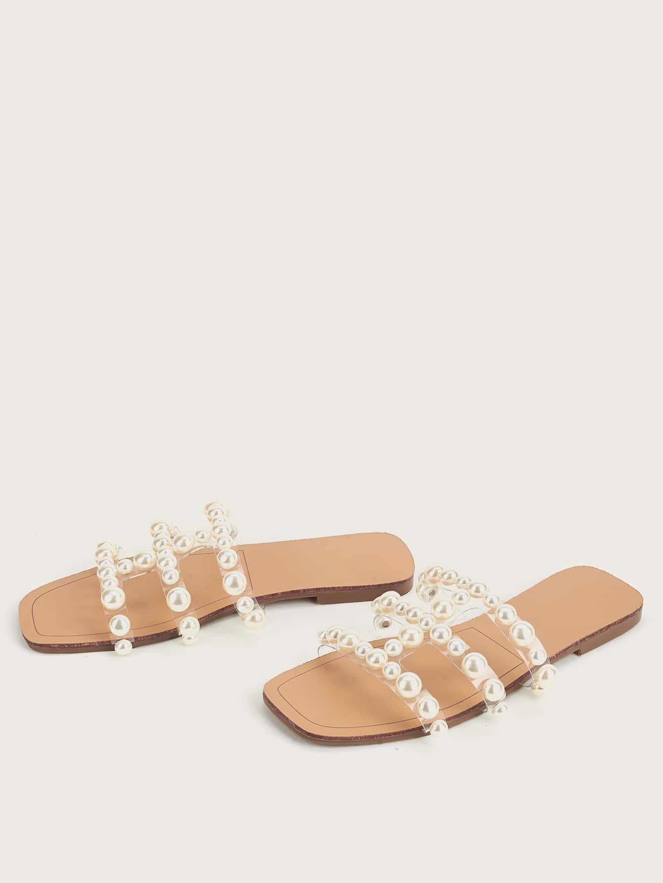 Faux Pearl Decor Slide Sandals | SHEIN