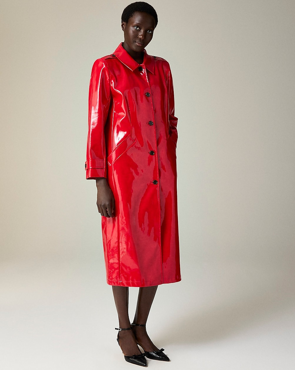 Christopher John Rogers X J.Crew topcoat in red vinyl | J. Crew US