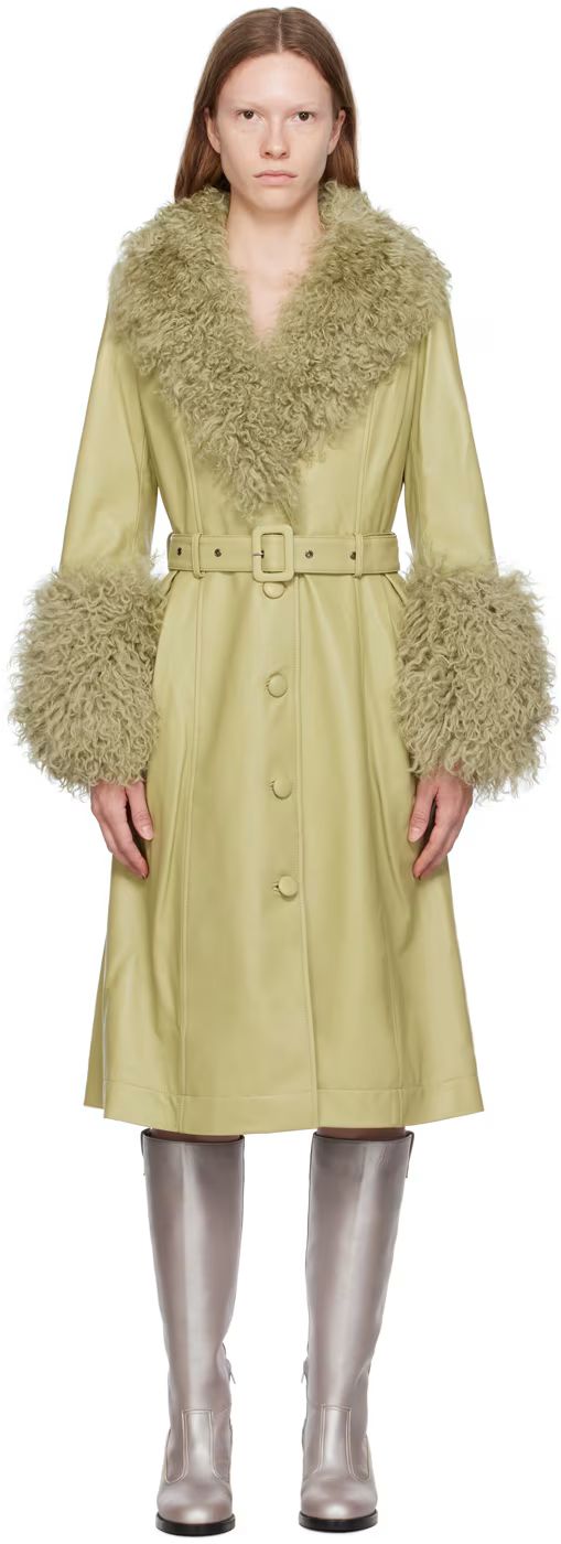 Saks Potts - Green Foxy Shearling Coat | SSENSE