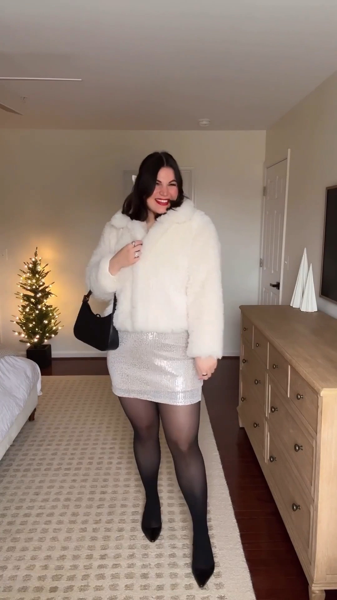 Midsize holiday outfit idea from @maurices Can’t stop won’t stop with the sequins this holiday season! And even though this sequin skirt is a mini length it actually still works so well for me at 5’10”! 

Robe - xl 
Tights - xl
Skirt - large 
Sweater - large (wish I went with an xl) 
Coat - xl 
Heels - 9 



#LTKootd #LTKHoliday #LTKMidsize