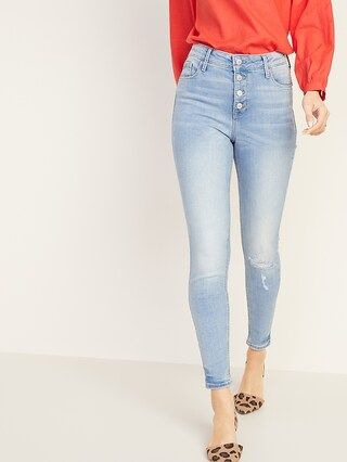 High-Waisted Distressed Rockstar Super Skinny Ankle Jeans For Women | Old Navy US
