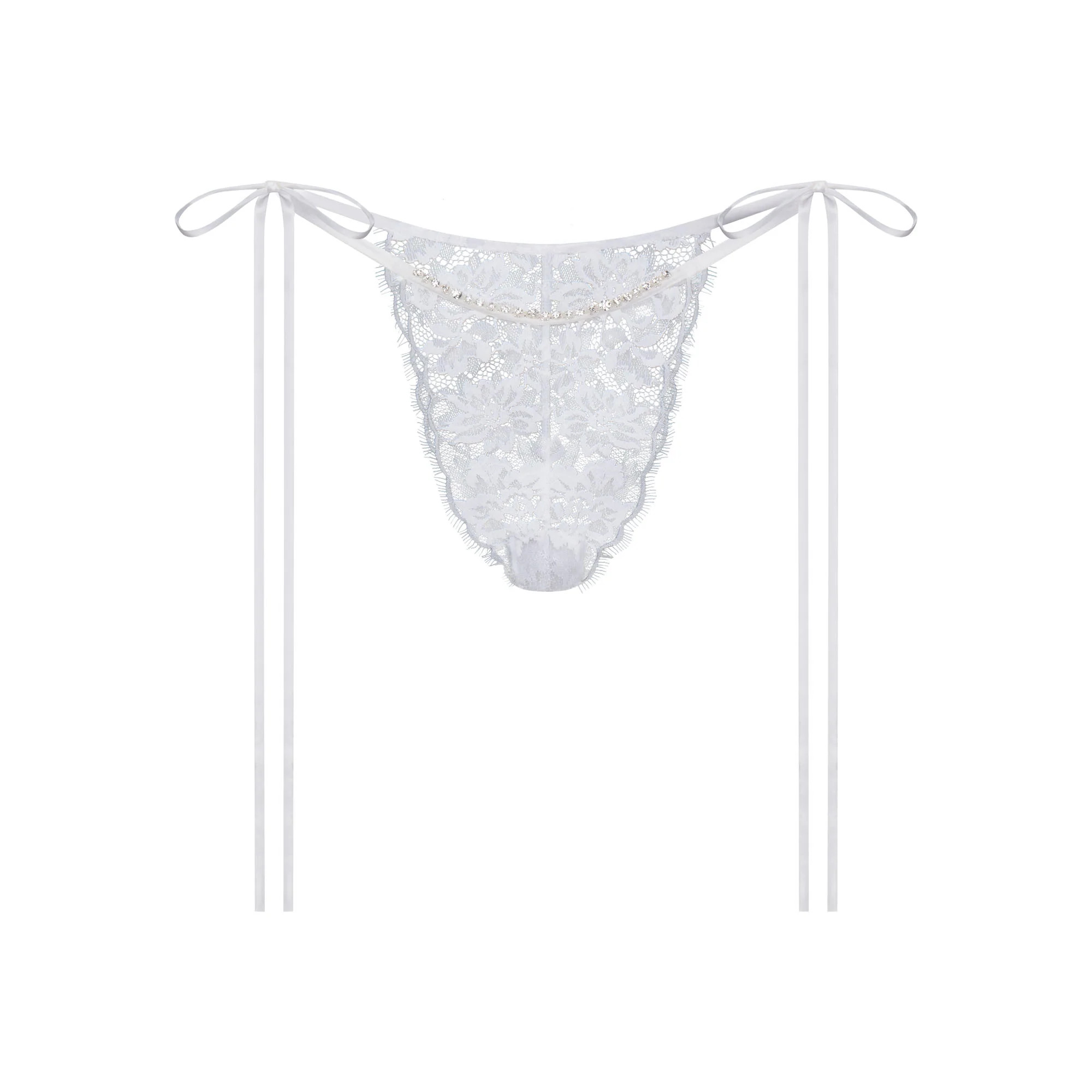 SKIMS LACE TIE SIDE TANGA | SNOW | SKIMS | SKIMS (US)