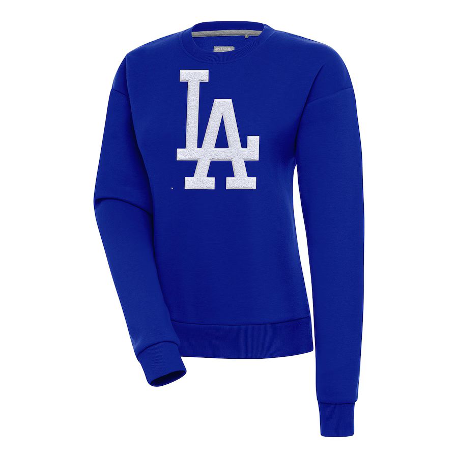 Women's Los Angeles Dodgers  Antigua Royal Victory Chenille Pullover Sweatshirt | MLB Shop