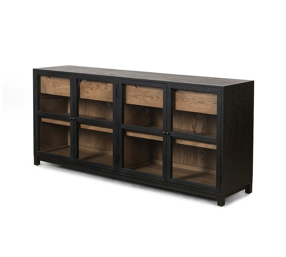 Bryer Buffet, Large 78"L, Drifted Matte Black | Pottery Barn (US)