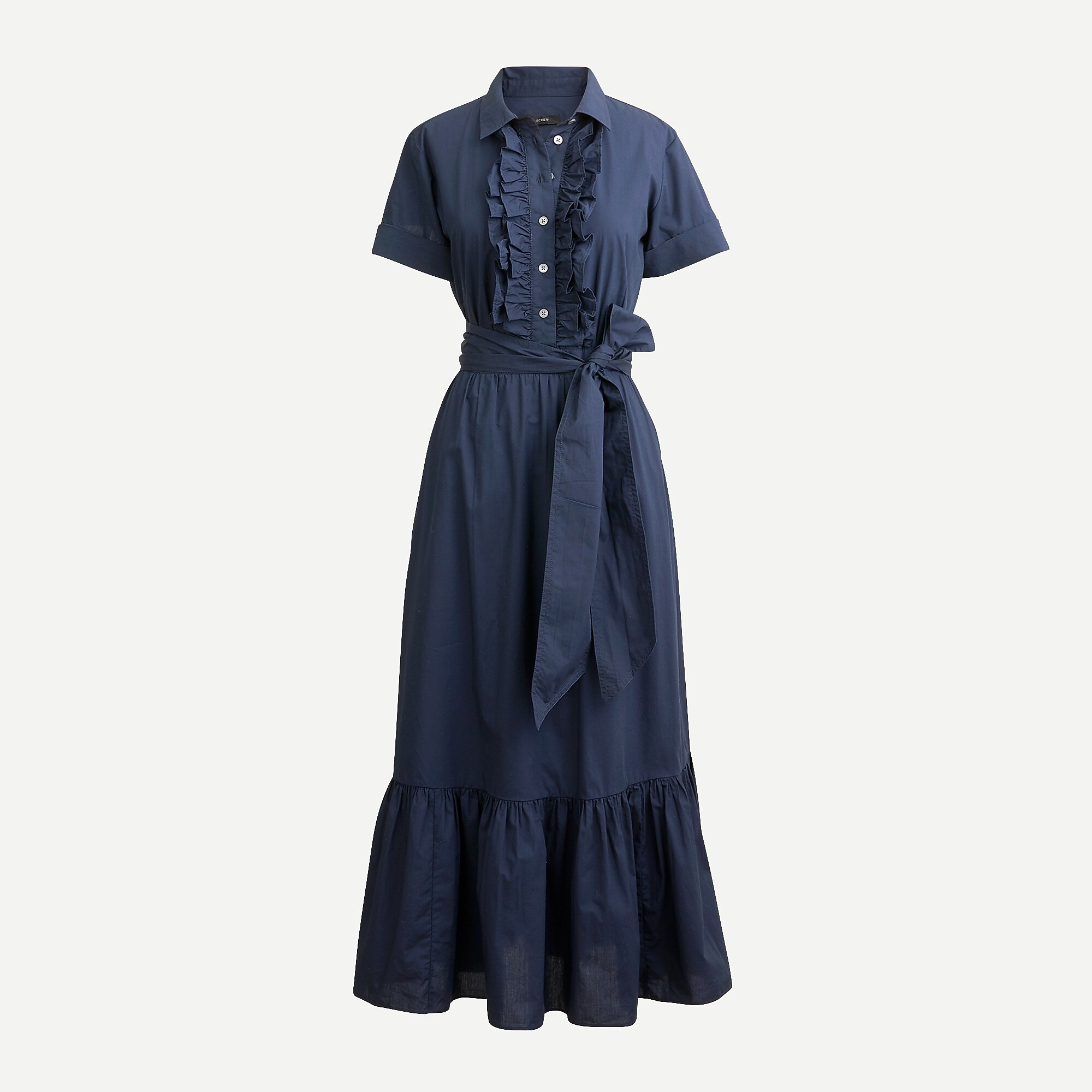 Ruffle-front midi dress in cotton poplin | J. Crew US