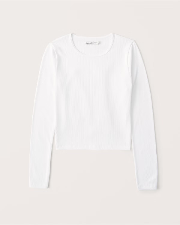 Long-Sleeve Seamless Ribbed Crew Top | Abercrombie & Fitch (US)