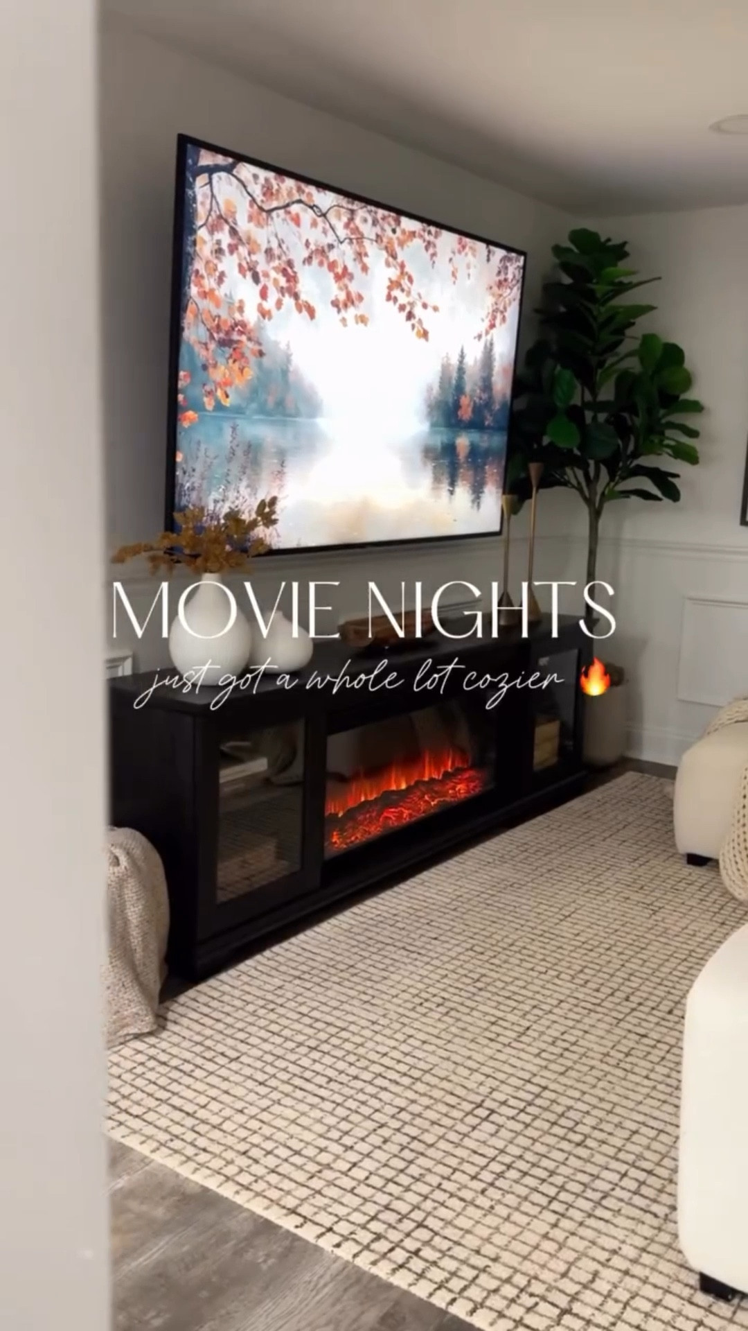 A fireplace that truly does it all — heat, storage, and style 🔥

This electric fireplace console completely transformed our movie corner! It gives off the dreamiest warm glow while offering hidden storage for books, games, and blankets. With adjustable heat, multiple flame colors, and the coziest ambiance, it instantly makes the space feel like our own mini home theater 🤎

Shop this look + all the cozy home pieces linked here ✨
#ElectricFireplace #FireplaceConsole #CozyHomeDecor #ModernOrganicHome #DesignerLookForLess #HomeTheaterInspo #WayfairFinds
#cozyseason #basementdesign

#LTKSaleAlert #LTKHome #LTKStyleTip