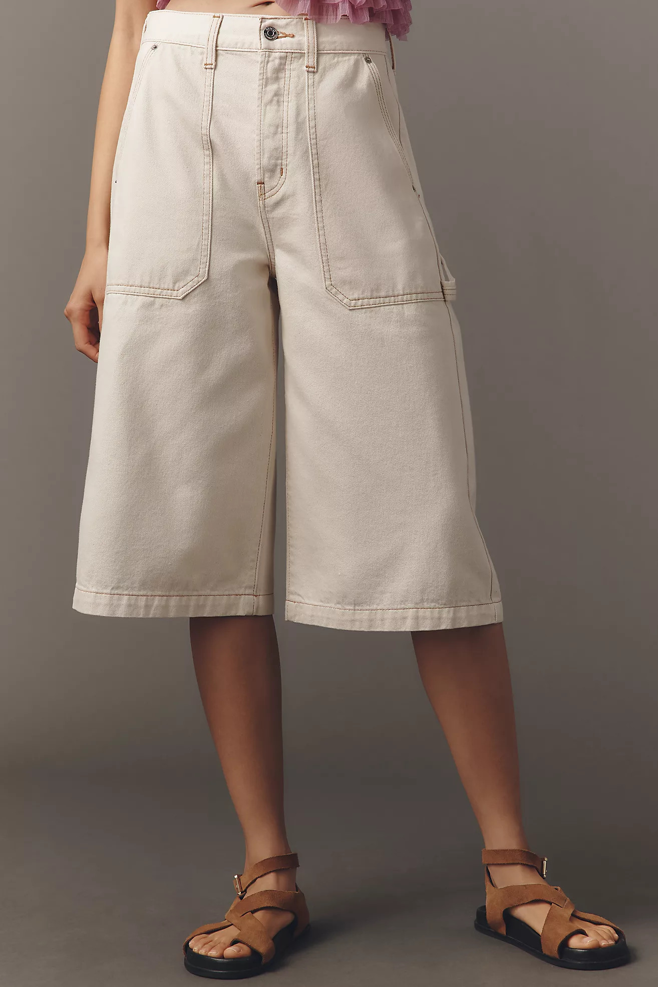Ética Cedar Utility High-Rise Wide-Leg Culotte Jeans | Anthropologie (US)
