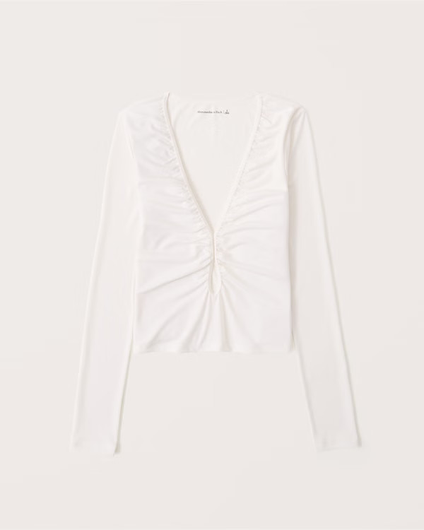 Long-Sleeve Ruched Cutout Top | Abercrombie & Fitch (US)