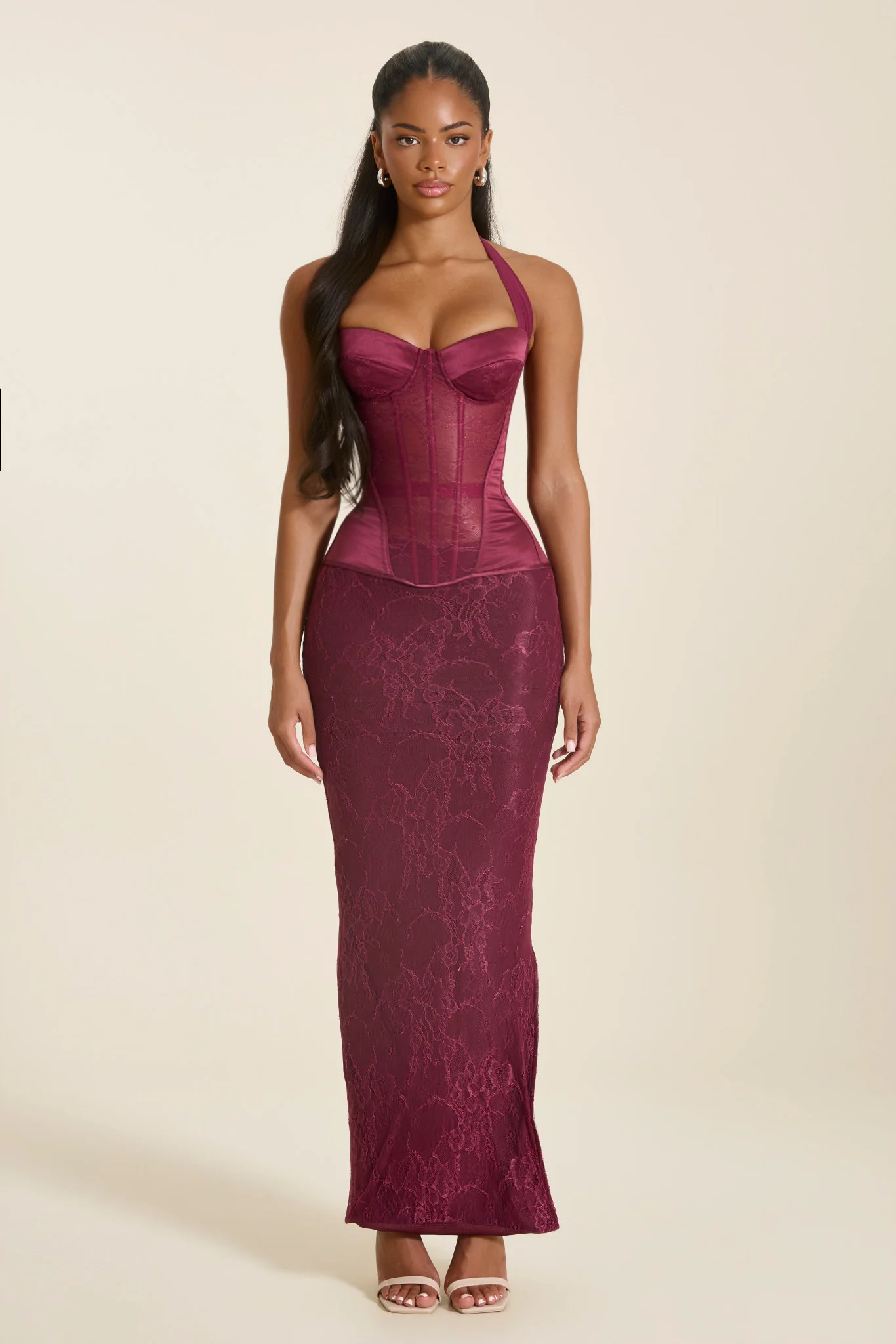 The Maeve Lace Maxi Skirt in Plum | Mars The Label