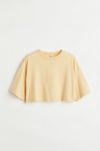 Boxy crop T-shirt in soft jersey. Ribbed crew neck, dropped shoulders, and wide sleeves. | H&M (US + CA)
