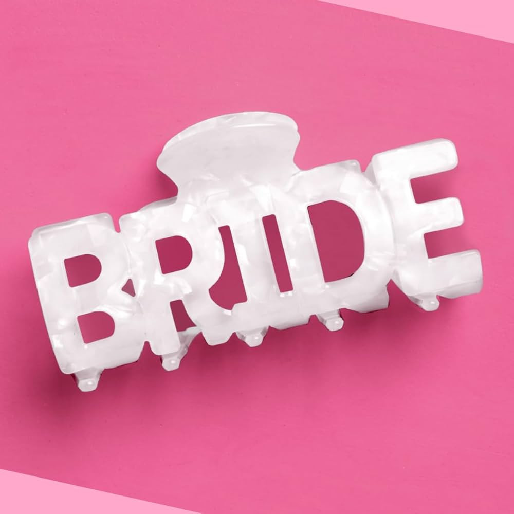 xo, Fetti Bride Claw Clip - White Marble Acrylic | Bridal Hair Accessory, Bachelorette Decoration... | Amazon (US)