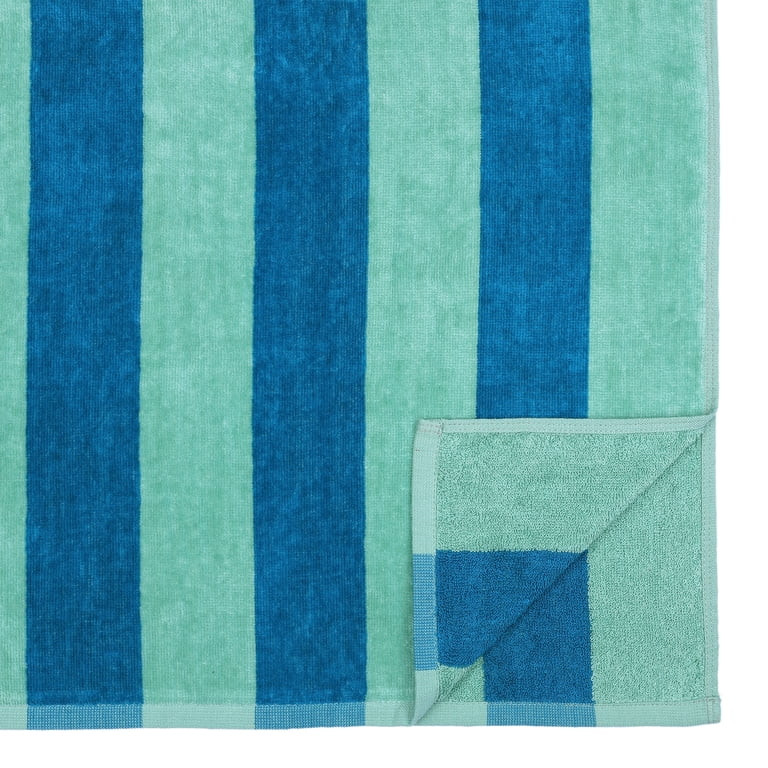 Mainstays Cabana Stripe Beach Towel, 58" x 28", Teal & Green | Walmart (US)