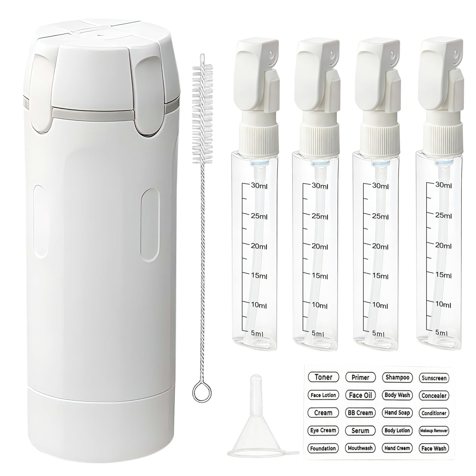 4 in 1 Travel Dispenser Bottles Refillable,Travel Shampoo and Conditioner Bottles，No Spill Spac... | Amazon (US)