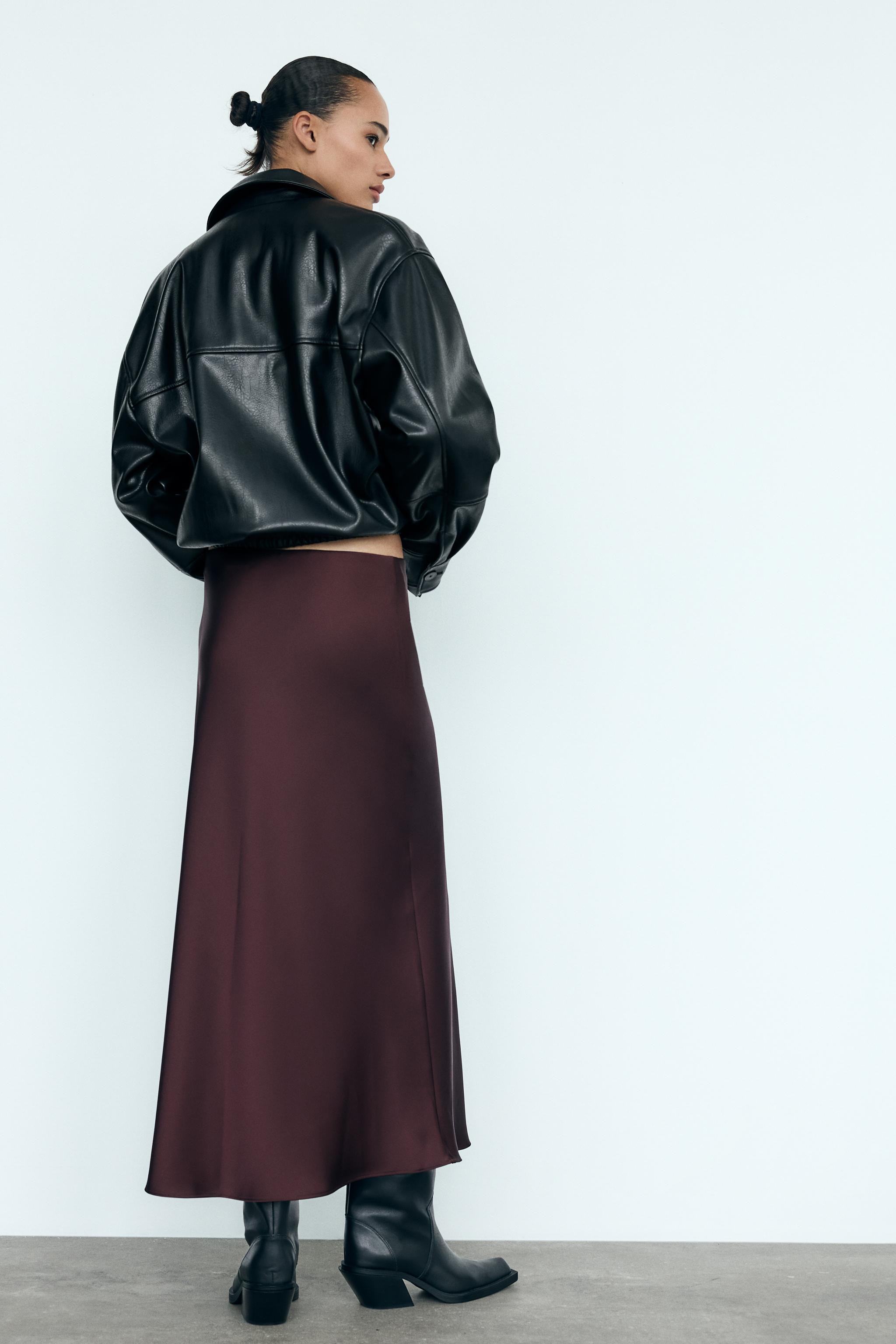 SATIN EFFECT MIDI SKIRT | Zara US