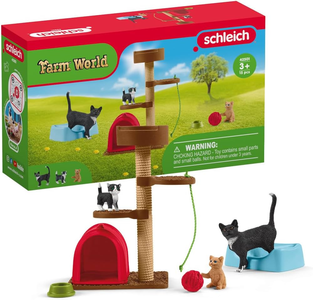 Schleich Farm World Cute Cats and Kittens Playtime Figurine Set - 9-Piece Realistic Momma Cat and... | Amazon (US)