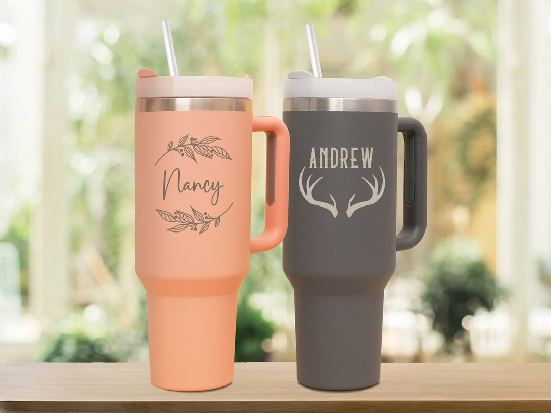 Personalized 40oz Tumbler With Handle & Straw Custom Monogram - Etsy | Etsy (US)