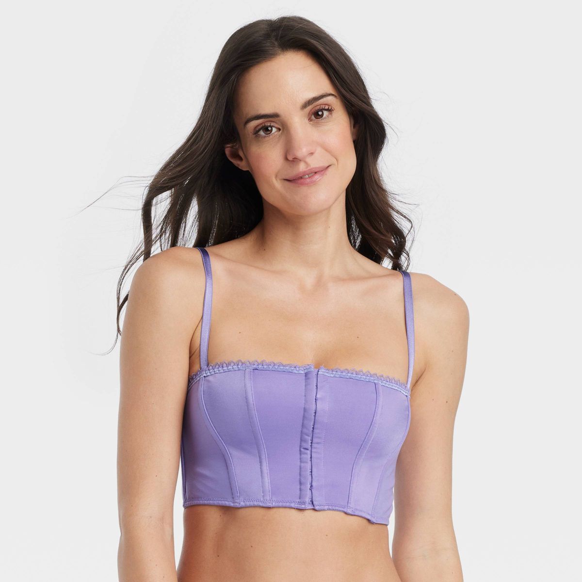 Women's Straight Neck Lingerie Corset - Auden™ Purple M | Target