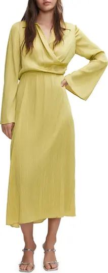 MANGO Long Sleeve Satin Shirtdress | Nordstrom Dress Long Sleeve Yellow Dress With Sleeves | Nordstrom