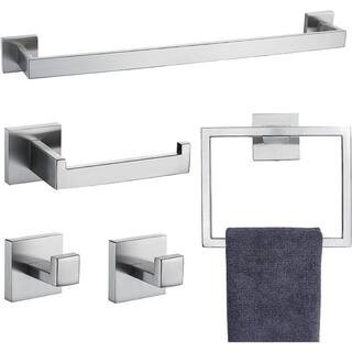 23.6 in. Wall Mounted Towel Bar Stainless Steel Bathroom Hardware Set in Brushed Nickel | The Home Depot