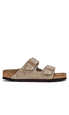 BIRKENSTOCK Arizona Soft Footbed Sandal in Taupe from Revolve.com | Revolve Clothing (Global)