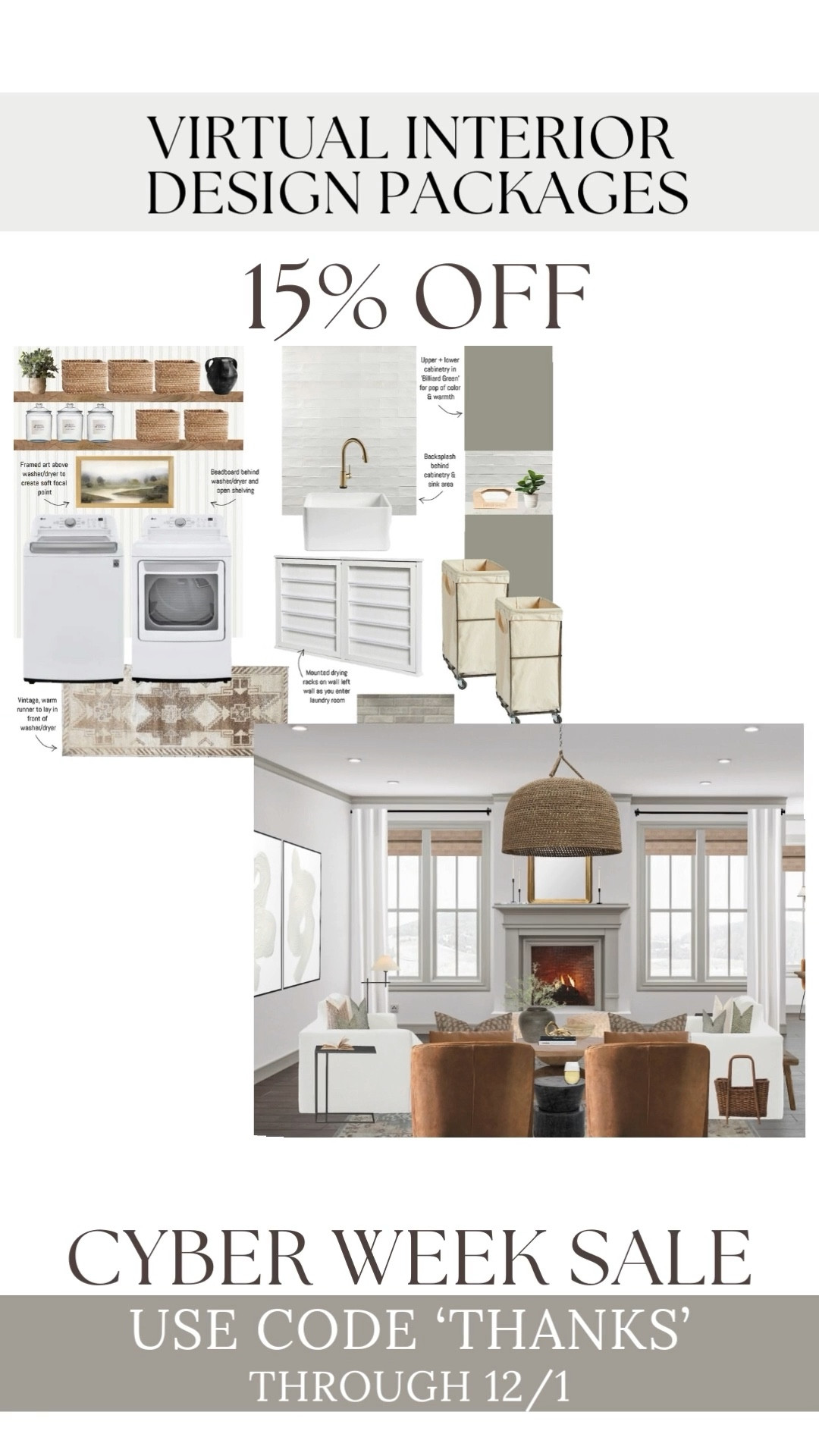 Head to our website Https://porcheandco.com/edesign to save 15% on all virtual online Interior Design packages for your home! We’d love to design your home in the new year 🏡✨

#LTKSaleAlert #LTKHome #LTKCyberWeek