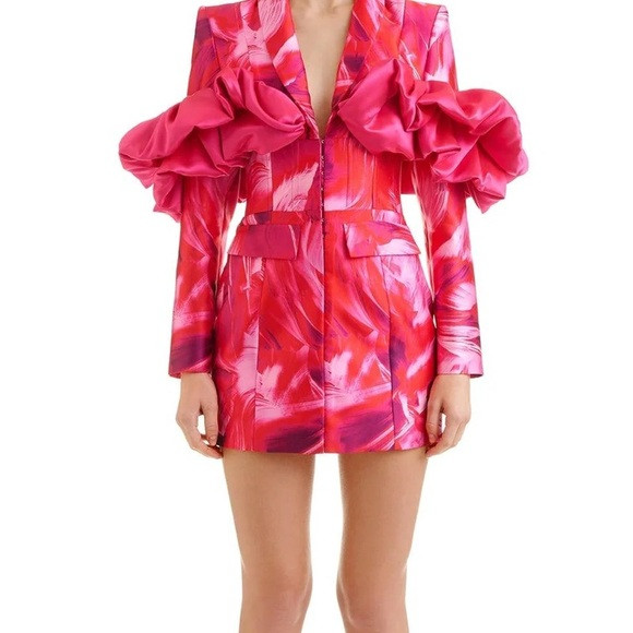 Vibrant Pink Ruffled Blazer Dress | Poshmark