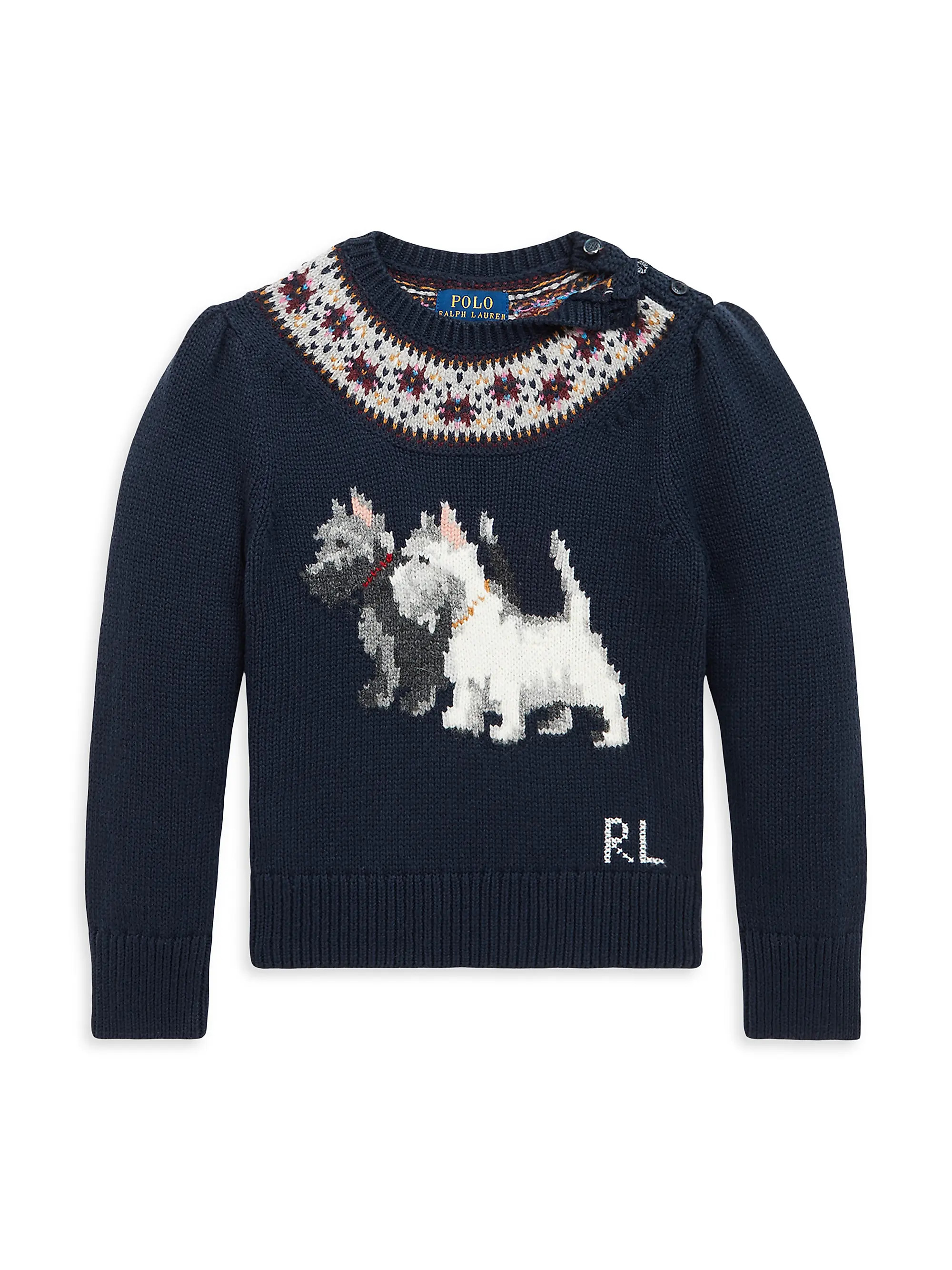 Little Girl's Intarsia-Dog Fair Isle Sweater | Saks Fifth Avenue