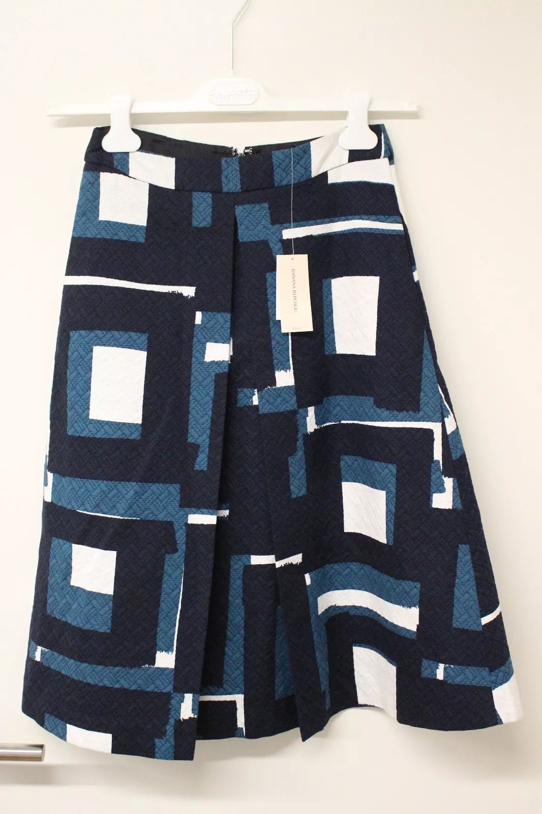 Banana Republic Rock skirt geometric gemustert preppy navy EU 32 UK 4 ASO royal  | eBay | eBay US