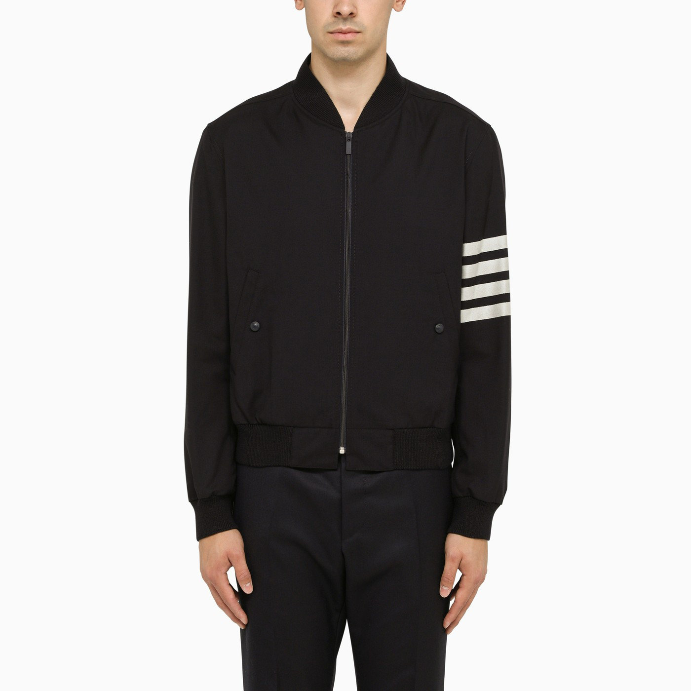 Lightweight navy wool bomber jacket | The Double F