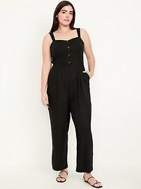 Button-Front Linen-Blend Cami Jumpsuit | Old Navy (US)